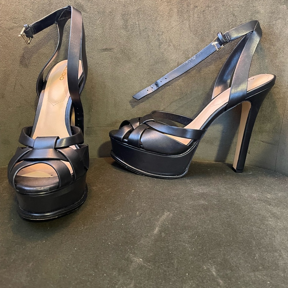 Aldo Black Platform Sandal Heel